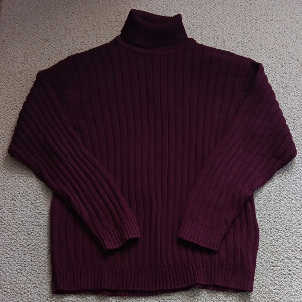 Men's Club Room Cotton Rib Knit Burgundy Sweater - Size XL
